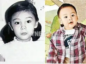 明星与子女童年对比照贾乃亮甜馨表情帝