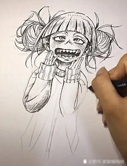 美术生画恶魔小女孩,看见表情让人好笑,成画什么神仙操作